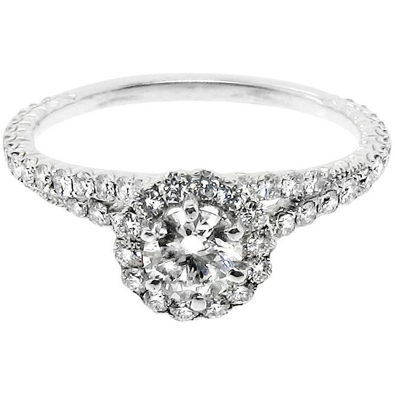 GIA Certified Stunning Platinum Engagement Ring Sparkling Round White Diamonds For Sale