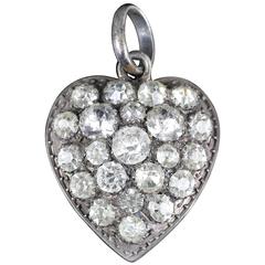 Antique Georgian Paste Silver Heart Pendant, circa 1800 7