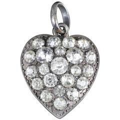 Antique Georgian Paste Silver Heart Pendant, circa 1800