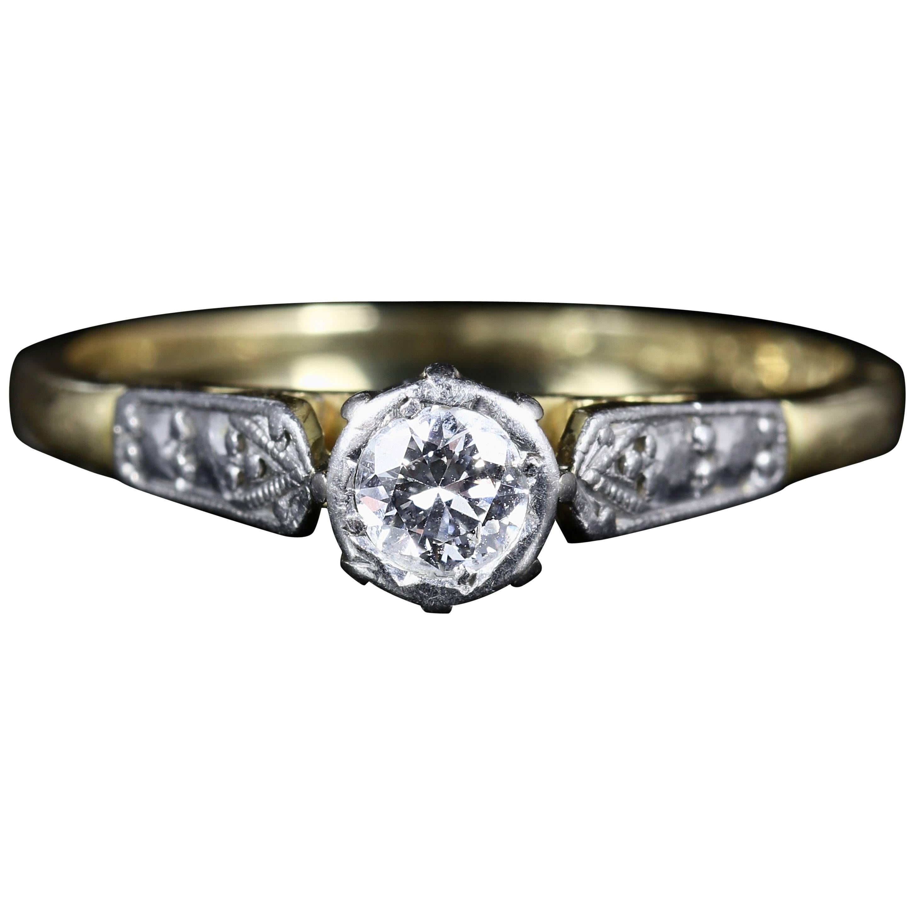 Antique Edwardian Diamond 18 Carat Gold, circa 1910 Engagement Ring For Sale