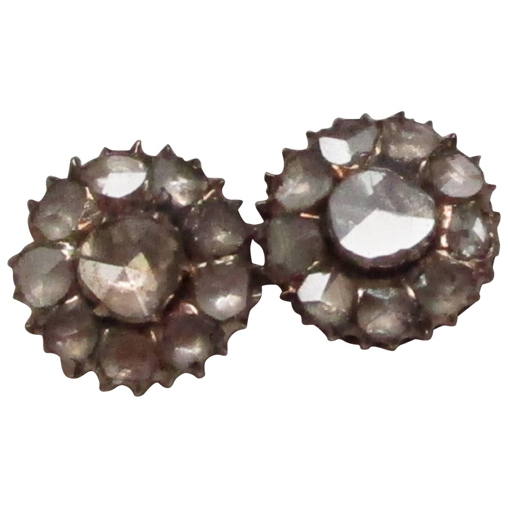 Georgian Rose Cut Diamond yellow gold Earrings