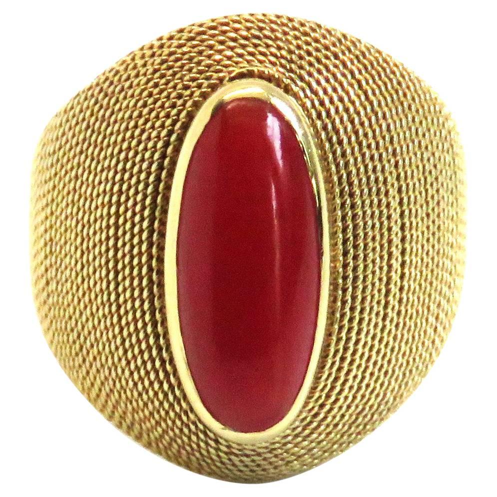 1970s Italian Coral Gold Ring