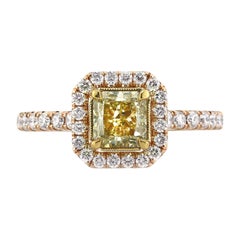 1.69ct Fancy Intense Yellow Radiant Cut Diamond Engagement Ring