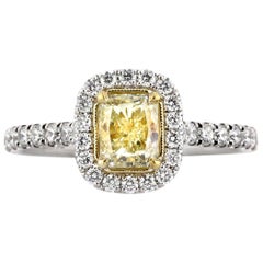 1.70ct Fancy Intense Yellow Radiant Cut Diamond Engagement Ring