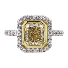 3.27ct Fancy Yellow Radiant Cut Diamond Engagement Ring