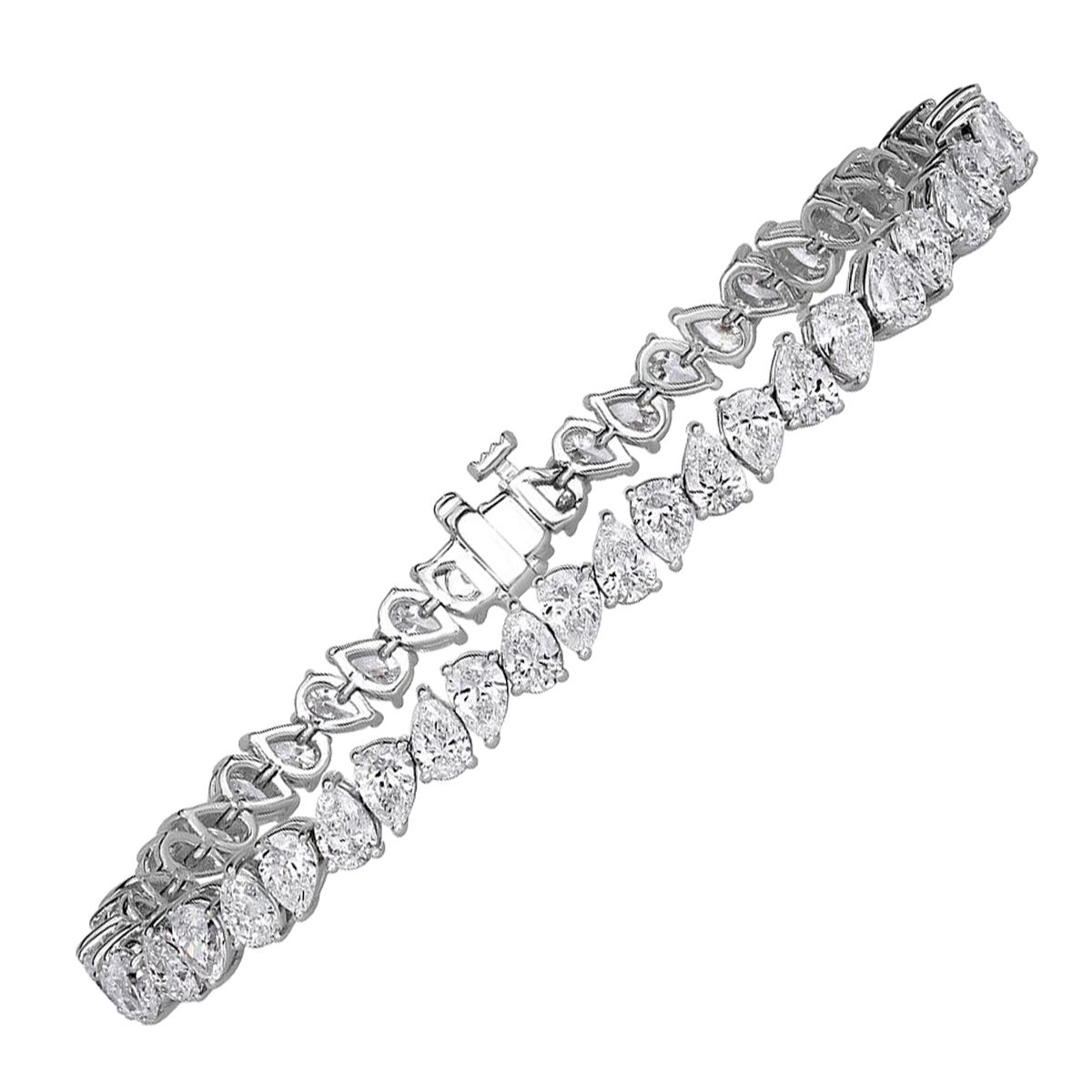 8.93ct Pear Shape Diamond Tennis Bracelet in 18k White Gold
