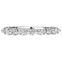 0.64ct Marquise and Round Brilliant Cut Diamond Wedding Band in 18k White Gold