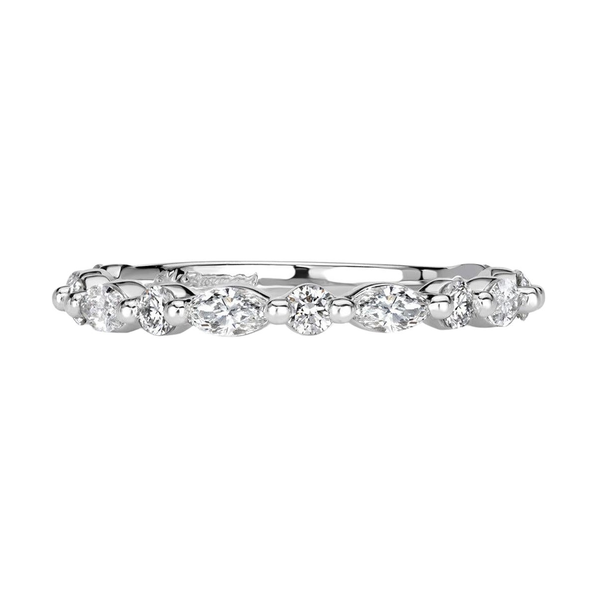 0.64ct Marquise and Round Brilliant Cut Diamond Wedding Band in Platinum