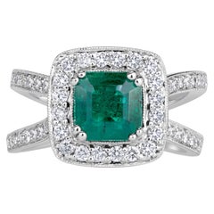 2.17ct Emerald Cut Green Emerald Engagement Ring