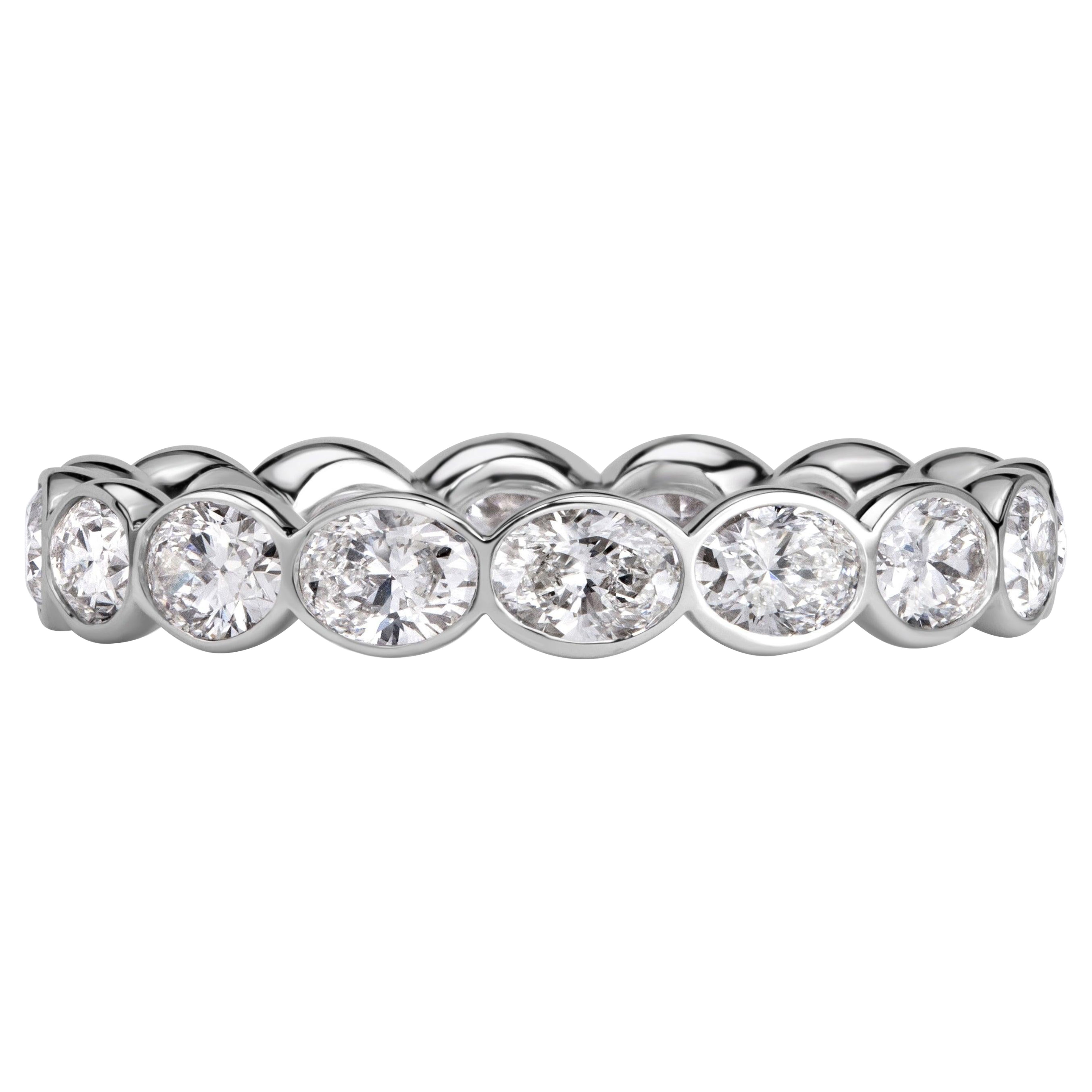 2.24ct Oval Cut Diamond Bezel Set Eternity Band in 18K White Gold