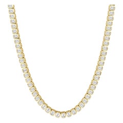 5.66ct Emerald Cut Diamond Bezel Set Tennis Necklace