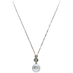Luise Gold Silver Diamond Pearl Pendant Necklace 12