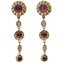 Luise Garnet Diamond Gold Dangle Earrings 11