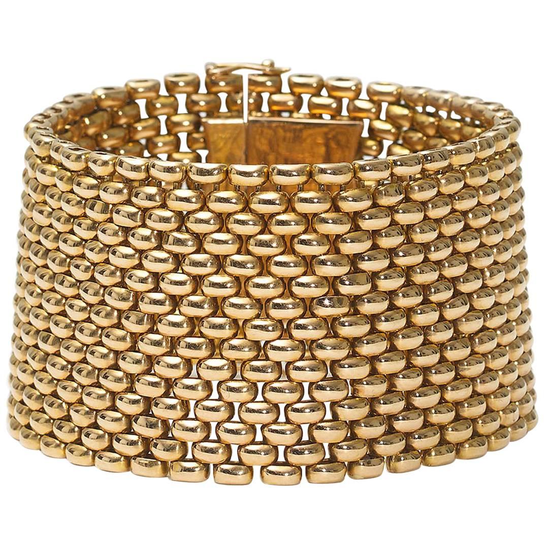 French gold brick link bracelet