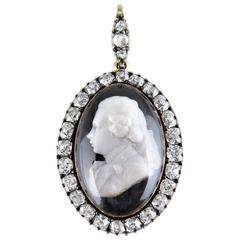 Late 18th Century George IV as Prince of Wales Diamond Cameo Pendant