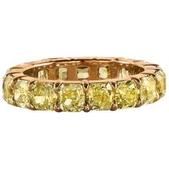 Fancy Yellow Diamond Eternity Wedding Band Ring 8