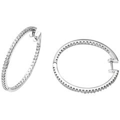 White Gold 18 Carat and Diamonds Hoop Earrings 10