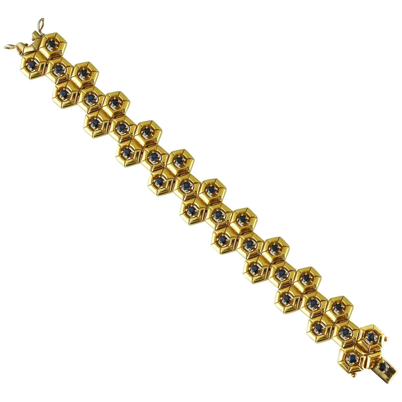 Tiffany & Co. Sapphire Gold Honeycomb Bracelet For Sale