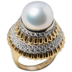 Van Cleef & Arpels South Sea Pearl Diamond Cocktail Ring 12