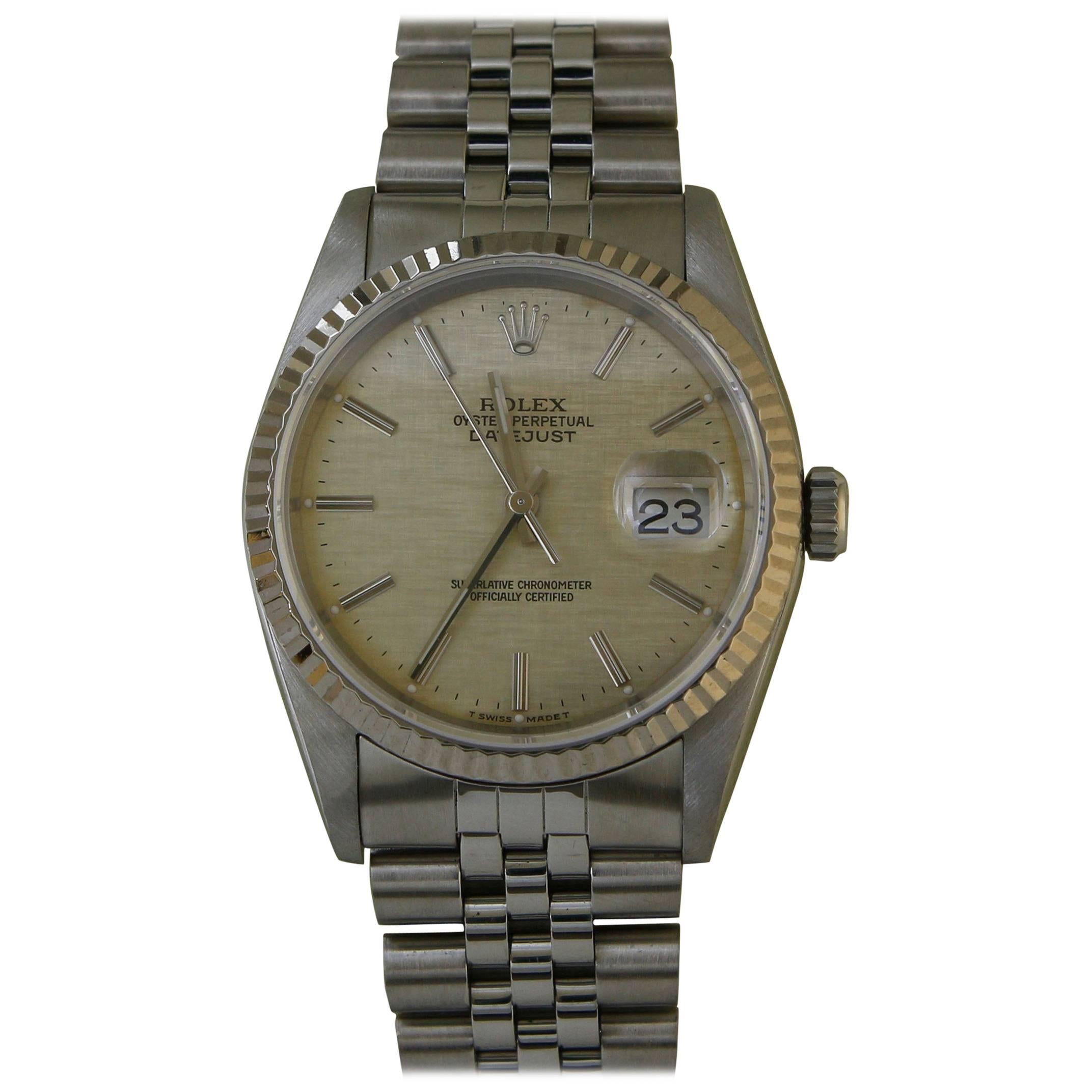 Rolex Stainless Steel Oyster Perpetual Datejust Wristwatch Ref 16234 For Sale