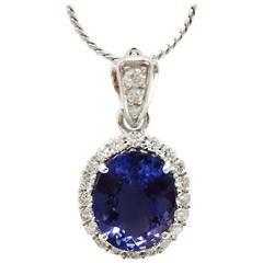 Tremendous Tanzanite Diamond Gold Necklace 8