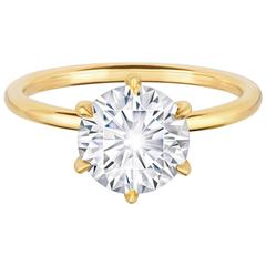 Marisa Perry 2.27 Carat Round Diamond Six Prong Engagement Ring Yellow Gold 11
