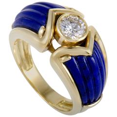 Boucheron Lapis Lazuli Diamond Yellow Gold Band Ring