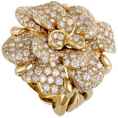 Chanel Camelia Diamond Pave Yellow Gold Ring