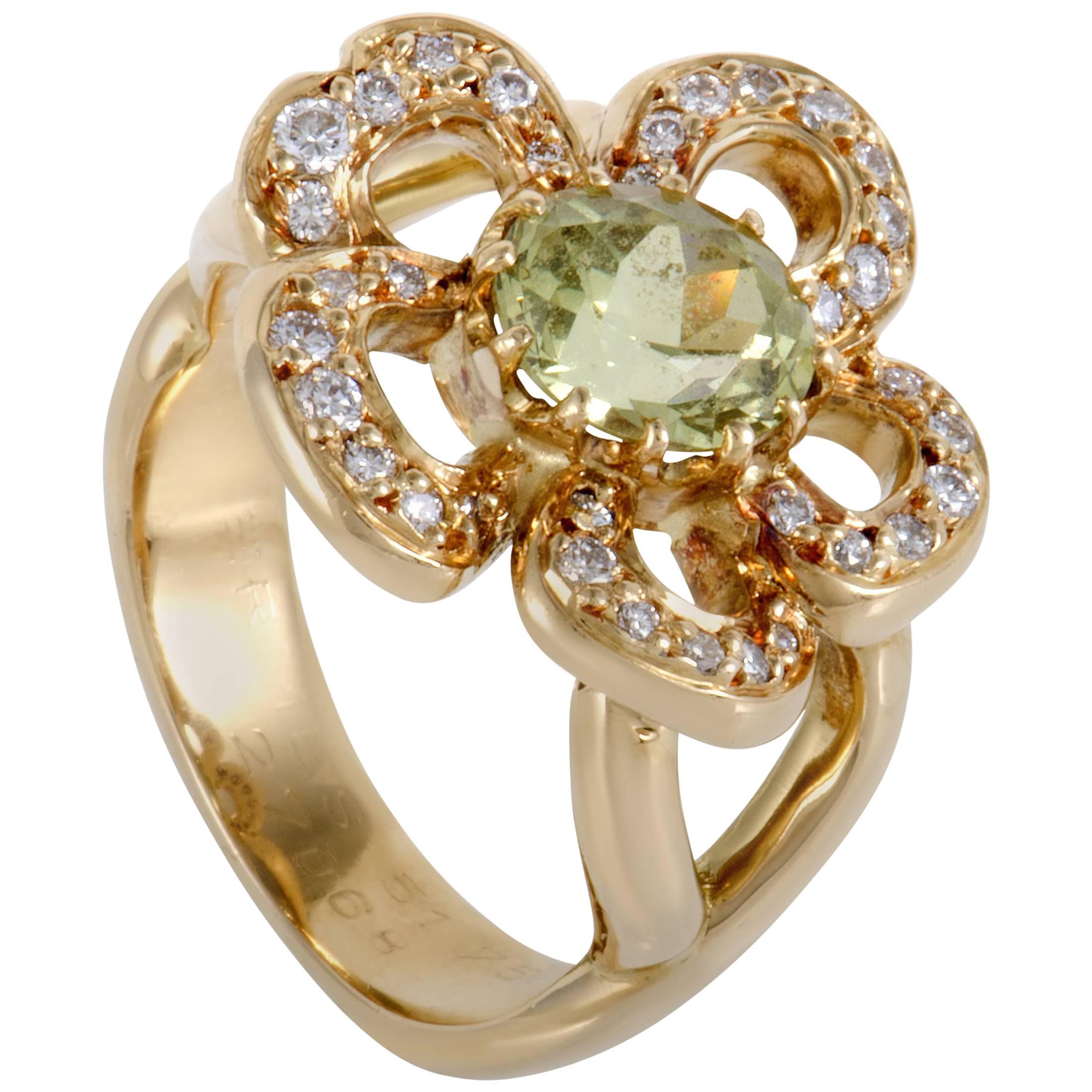Hermès Peridot Diamond Yellow Gold Ring