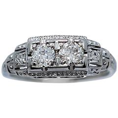 Antique Jabel .55 Carats Diamonds White Gold Engagement Fashion Ring  