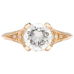 Custom French Ring Featuring GIA 1.53 Carat Round Diamond