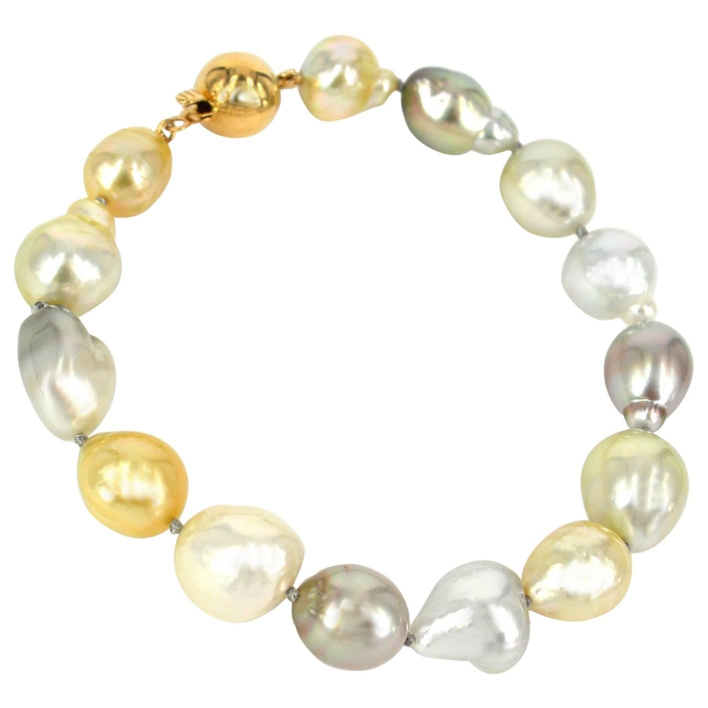 Baroque South Sea and Tahitian Pearl Bracelet
