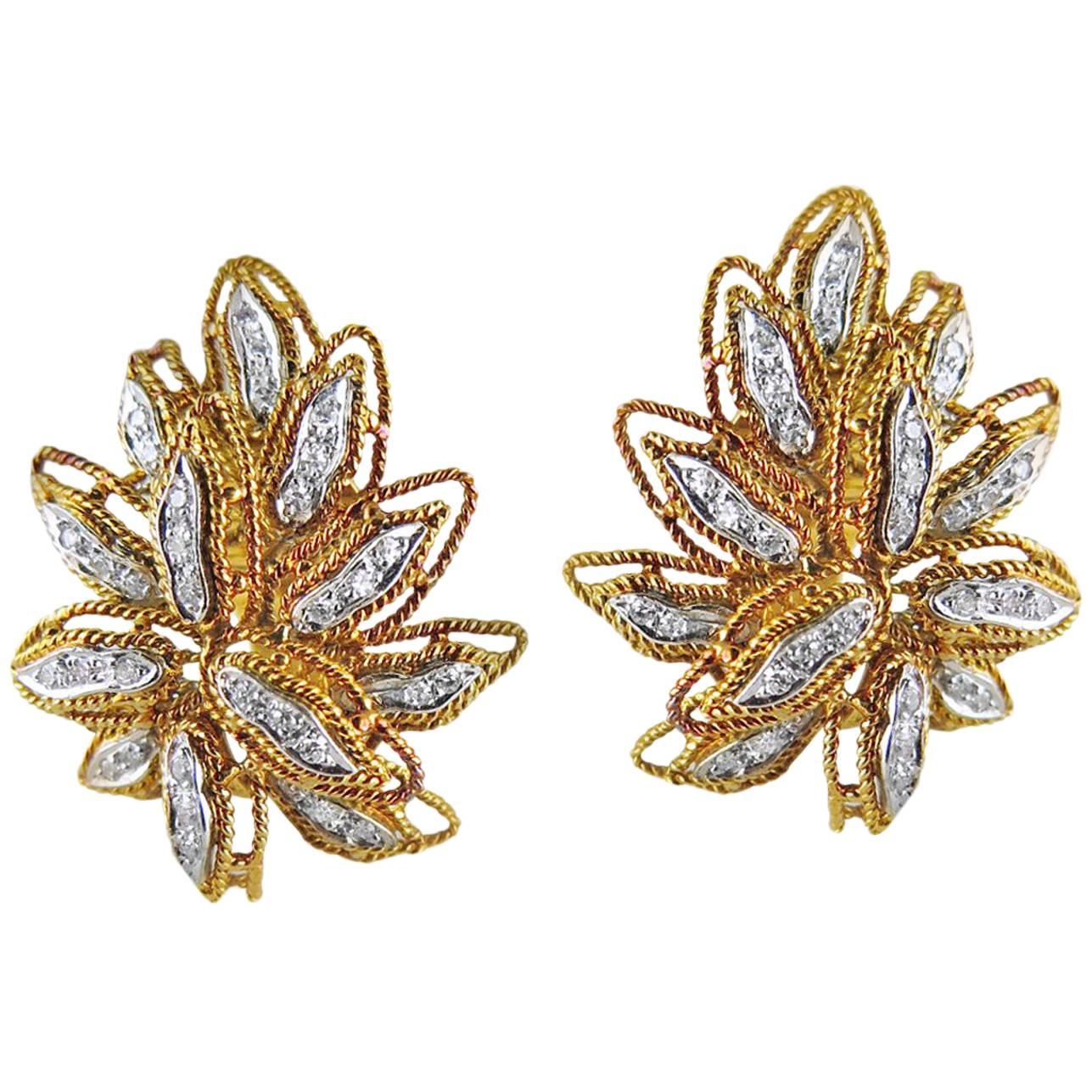 Pair of Diamond and 18 Carat Rose Gold Earclips by Vourakis