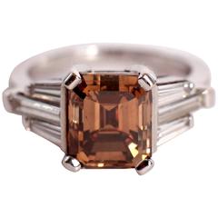 Marion Jeantet 4.32 Carat Emerald Cut Chocolate Diamond Gold Ring