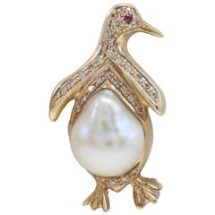 Luise Gold Diamond Ruby Pearl Pendant 9