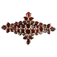 Antique Victorian Garnet Gold, circa 1890 Brooch