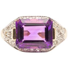 Retro Amethyst Diamond Yellow Gold Ring Retro Amethyst Diamond Yellow Gold Ring