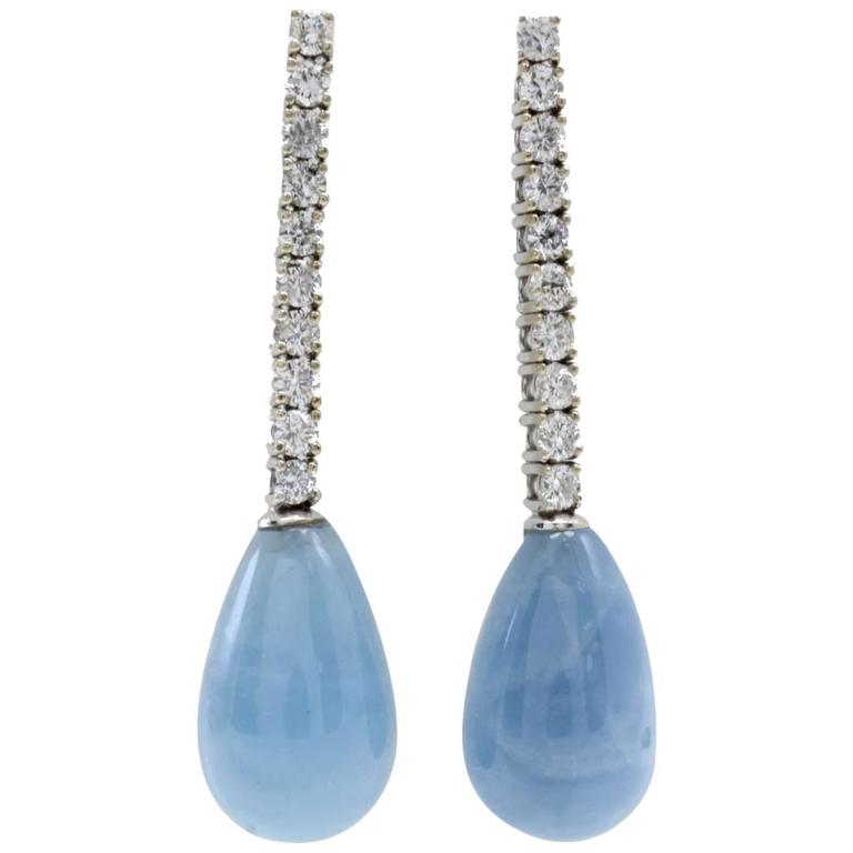 Gold Diamond Aquamarine Earrings For At 1stdibs Gold Diamond Aquamarine Earrings For