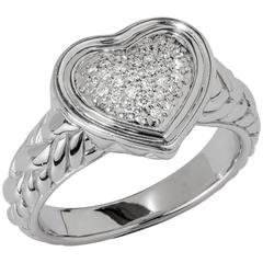 John Hardy Sterling Silver and 0.15 Carat Diamond Heart Ring