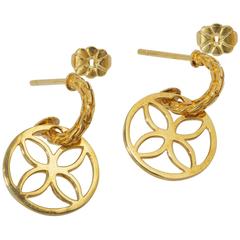 John Hardy Sterling Silver Yellow Gold Circle Drop Earrings 11