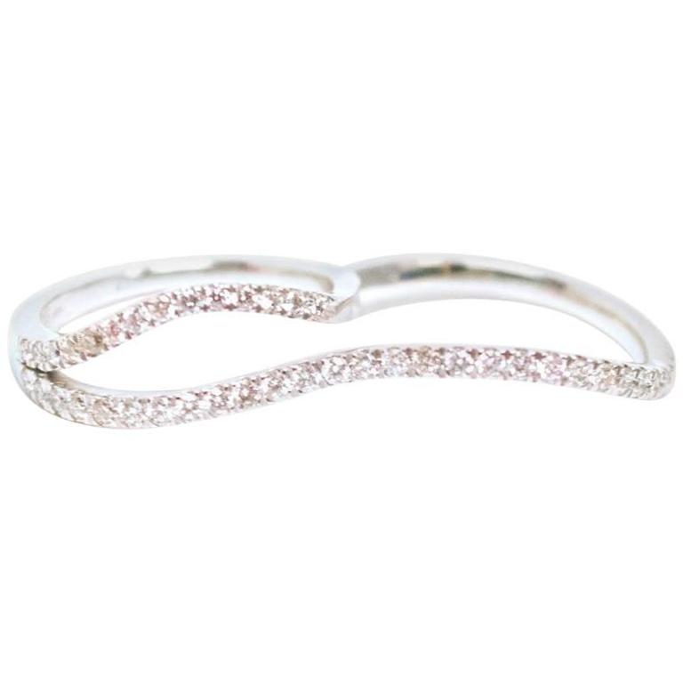 Bespoke White Gold Diamond Two Finger Ring For Sale at 1stDibs