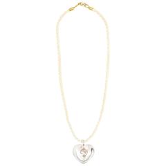 18 Carat Heart Necklace with a Crystal Heart Pendant