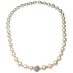 Fresh Water Pearls Strand Necklace with Diamond and Gold Rondelles 2
