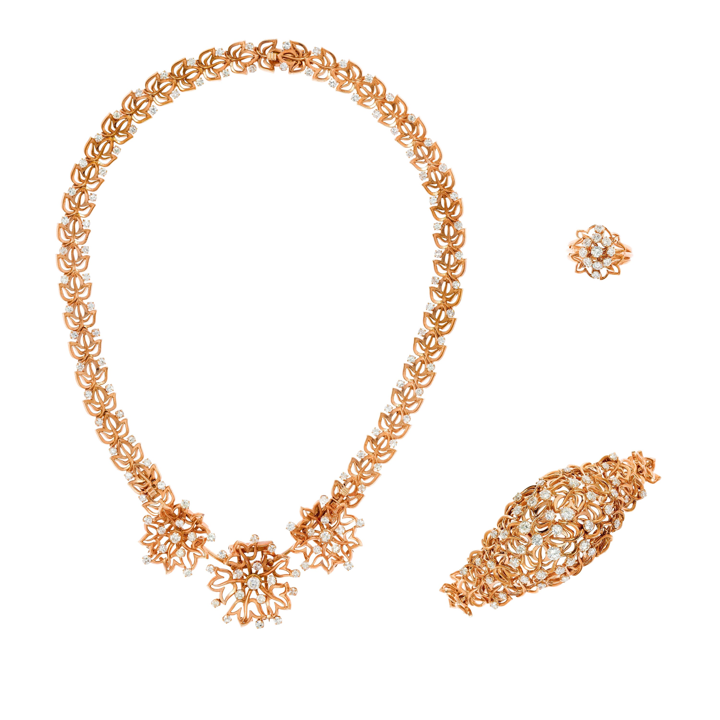 Chaumet Diamond Pink Gold Parure Set For Sale