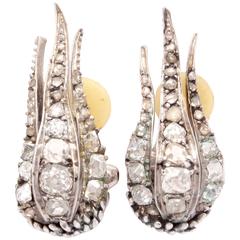 Antique 19th Century French Diamond Gold Earrings