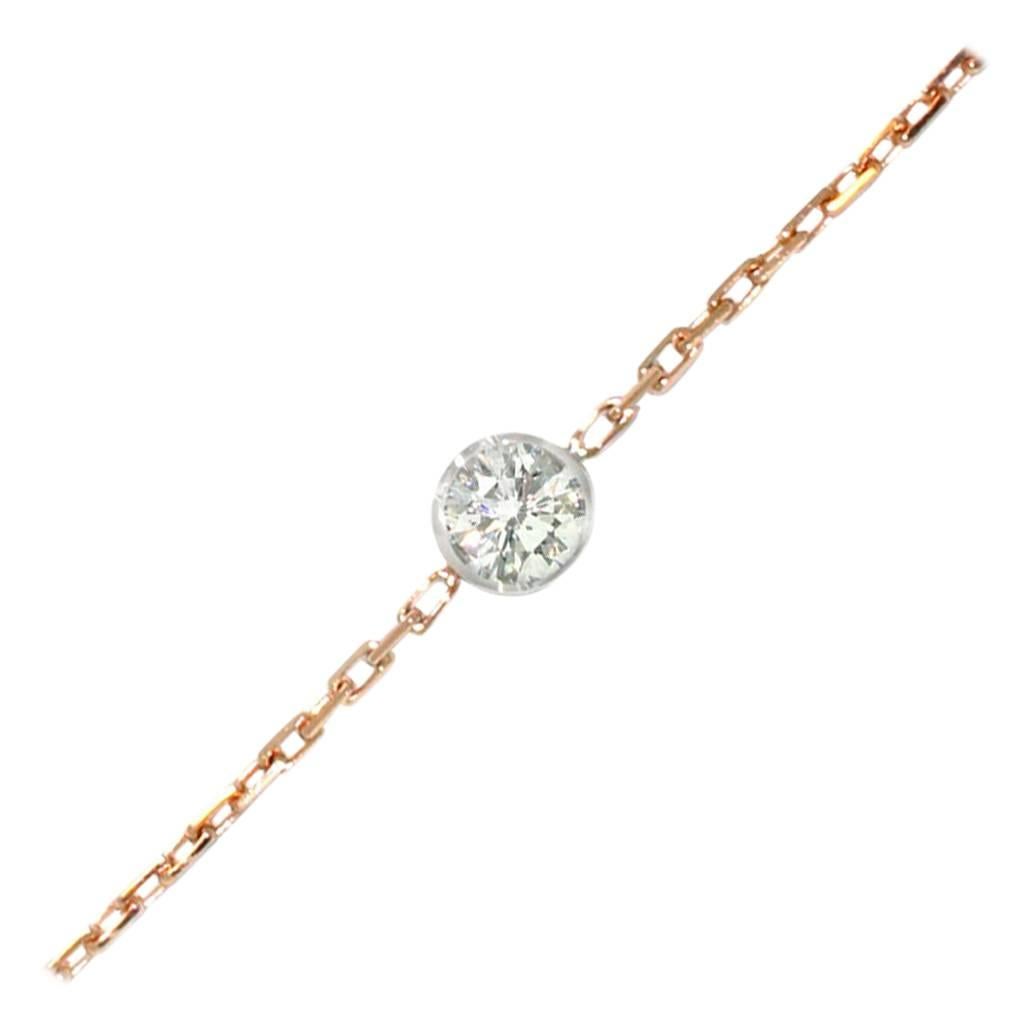 Lizunova Round Diamond Bracelet in 18k White and Rose Gold For Sale