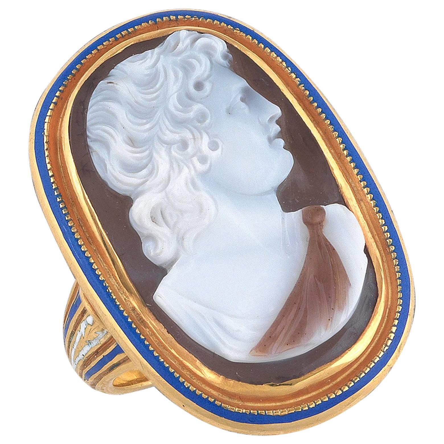1790s Neoclassical Onyx Cameo of Paris Ring