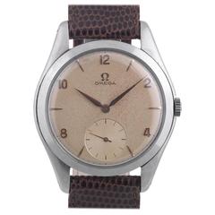 Omega Stainless Steel Cream Dial Arab Numbers Manual Wind Wristwatch 11