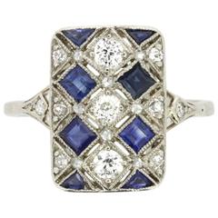 French Art Deco Sapphire and Diamond Dinner Ring, circa 1930s 9