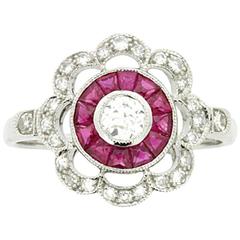 Victorian-Inspired Diamond and Ruby Daisy Cluster Ring 7